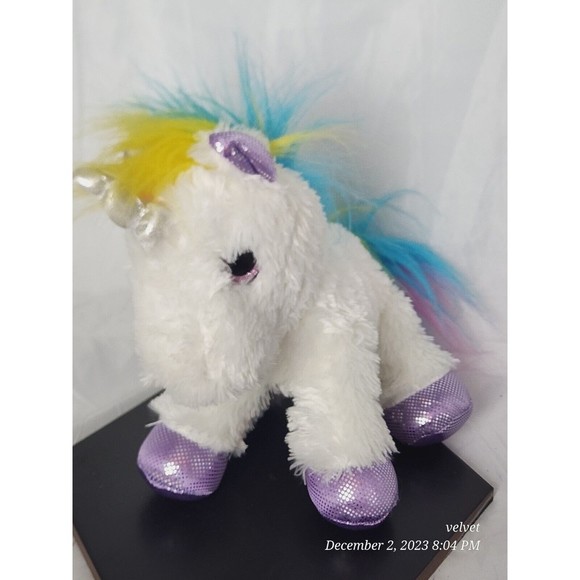 Aurora World Unicorn Rainbow Metallic Purple Soft Stuffed Plush Flopsie 12 In - Picture 2 of 9